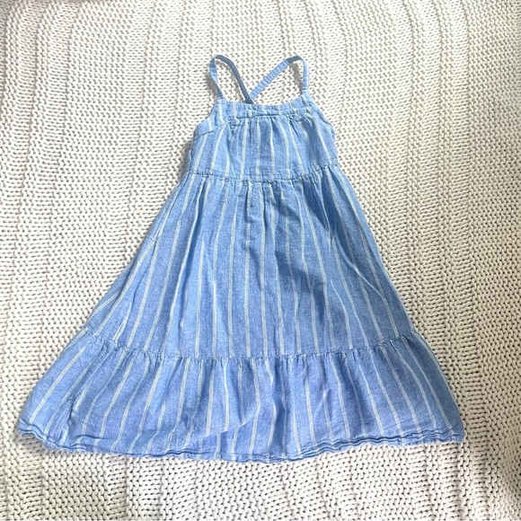 Cat & Jack Girls Chambaray Striped Maxi Dress, Blue/Multi Girls 6/7 - Picture 2 of 6